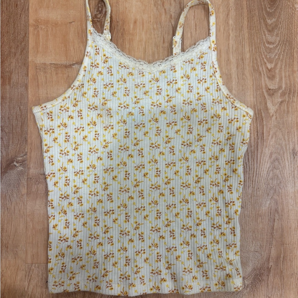 Yellow floral tank top